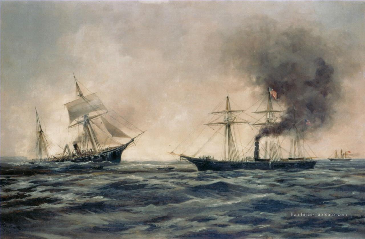 Navire américain naufrage du navire confédéré CSS Alabama Batailles navale Peintures à l'huile
